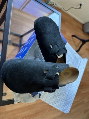 Birkenstock Black Suede Clog with Buckle